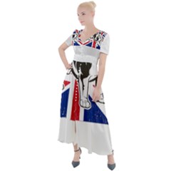 English Bulldog T- Shirt English Bulldog - English Bulldog Union Jack Flag T- Shirt Button Up Short Sleeve Maxi Dress by ZUXUMI