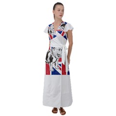 English Bulldog T- Shirt English Bulldog - English Bulldog Union Jack Flag T- Shirt Flutter Sleeve Maxi Dress by ZUXUMI