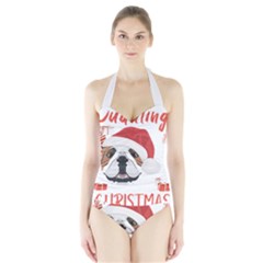 English Bulldog T- Shirt English Bulldog Merry Christmas T- Shirt (2) Halter Swimsuit by ZUXUMI