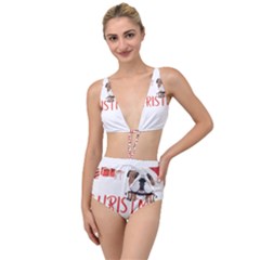 English Bulldog T- Shirt English Bulldog Merry Christmas T- Shirt (3) Tied Up Two Piece Swimsuit by ZUXUMI