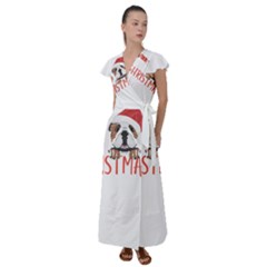 English Bulldog T- Shirt English Bulldog Merry Christmas T- Shirt (3) Flutter Sleeve Maxi Dress by ZUXUMI