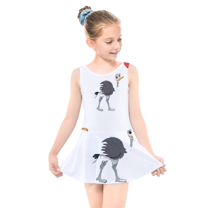 Ostrich T-shirtsteal Your Heart Ostrich 09 T-shirt Kids  Skater Dress Swimsuit