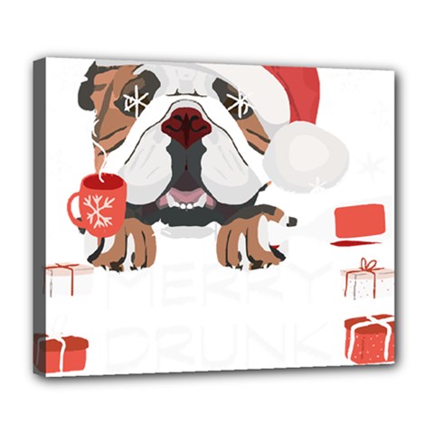 English Bulldog T- Shirt English Bulldog Merry Christmas T- Shirt (8) Deluxe Canvas 24  X 20  (stretched) by ZUXUMI