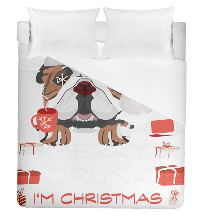 English Bulldog T- Shirt English Bulldog Merry Christmas T- Shirt (8) Duvet Cover Double Side (Queen Size)