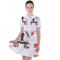 English Bulldog T- Shirt English Bulldog Merry Christmas T- Shirt (8) Short Sleeve Shoulder Cut Out Dress  by ZUXUMI