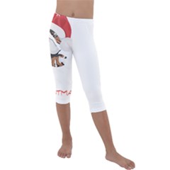 English Bulldog T- Shirt English Bulldog Merry Christmas T- Shirt (8) Kids  Lightweight Velour Capri Leggings  by ZUXUMI