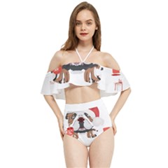 English Bulldog T- Shirt English Bulldog Merry Christmas T- Shirt (8) Halter Flowy Bikini Set  by ZUXUMI