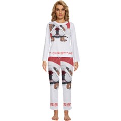 English Bulldog T- Shirt English Bulldog Merry Christmas T- Shirt (8) Womens  Long Sleeve Lightweight Pajamas Set