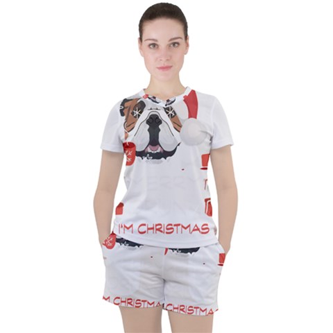 English Bulldog T- Shirt English Bulldog Merry Christmas T- Shirt Women s T-shirt And Shorts Set by ZUXUMI