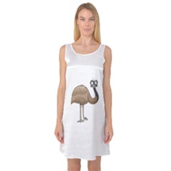 Ostrich T-shirtwhite Look Calm Ostrich 23 T-shirt (1) Sleeveless Satin Nightdress by EnriqueJohnson