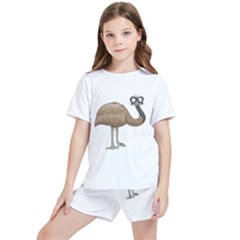 Ostrich T-shirtwhite Look Calm Ostrich 23 T-shirt (1) Kids  T-shirt And Sports Shorts Set by EnriqueJohnson