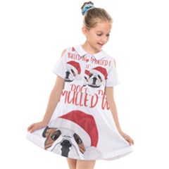 English Bulldog T- Shirt English Bulldog Mulled Wine Christmas T- Shirt Kids  Short Sleeve Shirt Dress by ZUXUMI