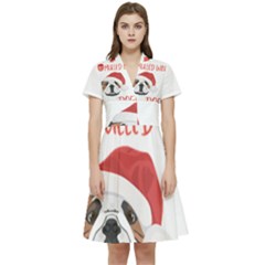 English Bulldog T- Shirt English Bulldog Mulled Wine Christmas T- Shirt Short Sleeve Waist Detail Dress by ZUXUMI