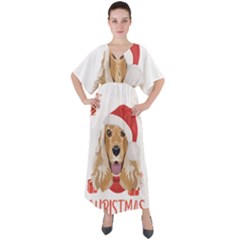 English Cocker Spaniel T- Shirt English Cocker Spaniel Merry Christmas T- Shirt (1) V-neck Boho Style Maxi Dress by ZUXUMI