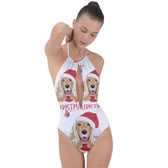 English Cocker Spaniel T- Shirt English Cocker Spaniel Merry Christmas T- Shirt (1) Plunge Cut Halter Swimsuit by ZUXUMI