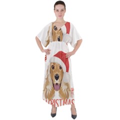 English Cocker Spaniel T- Shirt English Cocker Spaniel Merry Christmas T- Shirt (2) V-neck Boho Style Maxi Dress by ZUXUMI