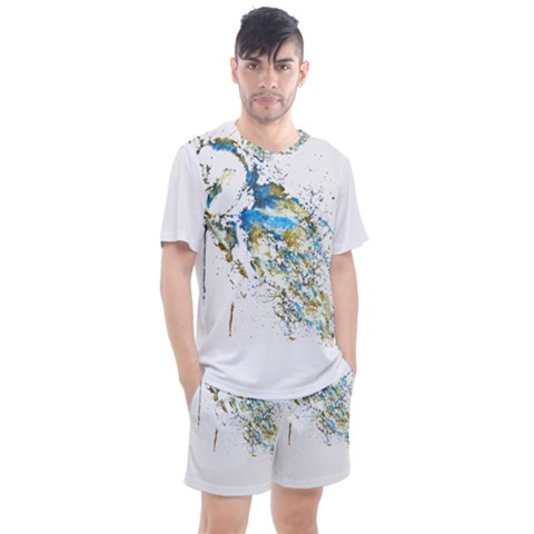 Owl Artwork T-shirtbarn Owl Reversed Colors T-shirt Men s Mesh T-shirt And Shorts Set by EnriqueJohnson