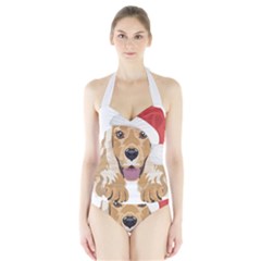 English Cocker Spaniel T- Shirt English Cocker Spaniel Merry Christmas T- Shirt (3) Halter Swimsuit by ZUXUMI