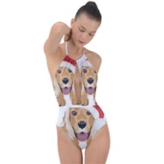 English Cocker Spaniel T- Shirt English Cocker Spaniel Merry Christmas T- Shirt (3) Plunge Cut Halter Swimsuit by ZUXUMI