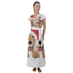 English Cocker Spaniel T- Shirt English Cocker Spaniel Merry Christmas T- Shirt (3) Flutter Sleeve Maxi Dress by ZUXUMI