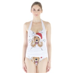 English Cocker Spaniel T- Shirt English Cocker Spaniel Merry Christmas T- Shirt Halter Swimsuit by ZUXUMI