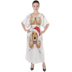 English Cocker Spaniel T- Shirt English Cocker Spaniel Merry Christmas T- Shirt V-neck Boho Style Maxi Dress by ZUXUMI