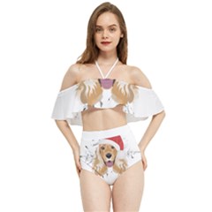 English Cocker Spaniel T- Shirt English Cocker Spaniel Merry Christmas T- Shirt Halter Flowy Bikini Set  by ZUXUMI