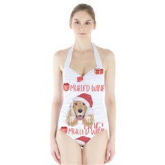 English Cocker Spaniel T- Shirt English Cocker Spaniel Mulled Wine Christmas T- Shirt Halter Swimsuit by ZUXUMI