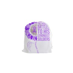 Epilepsy Awareness T- Shirt Epilepsy Awareness Sunflower God Give The Hardest Battles T- Shirt Drawstring Pouch (xs)