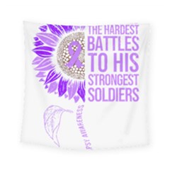 Epilepsy Awareness T- Shirt Epilepsy Awareness Sunflower God Give The Hardest Battles T- Shirt Square Tapestry (small)