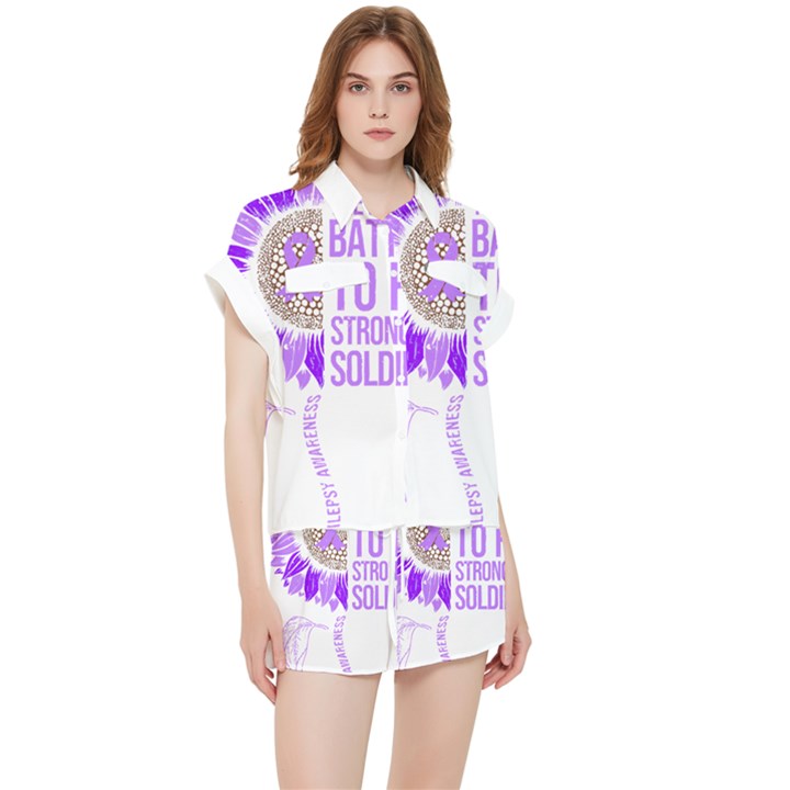 Epilepsy Awareness T- Shirt Epilepsy Awareness Sunflower God Give The Hardest Battles T- Shirt Chiffon Lounge Set