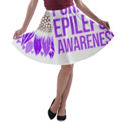 Epilepsy Awareness T- Shirt Epilepsy Awareness Sunflower In November We Wear Purple T- Shirt A-line Skater Skirt by ZUXUMI