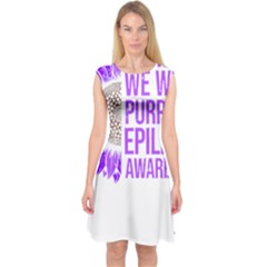 Epilepsy Awareness T- Shirt Epilepsy Awareness Sunflower In November We Wear Purple T- Shirt Capsleeve Midi Dress by ZUXUMI