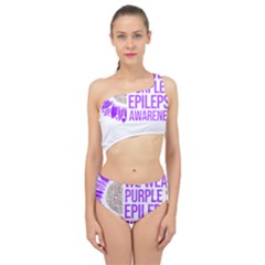 Epilepsy Awareness T- Shirt Epilepsy Awareness Sunflower In November We Wear Purple T- Shirt Spliced Up Two Piece Swimsuit by ZUXUMI