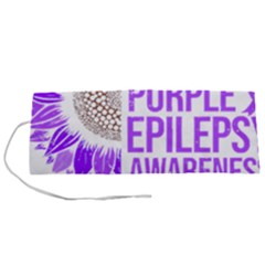 Epilepsy Awareness T- Shirt Epilepsy Awareness Sunflower In November We Wear Purple T- Shirt Roll Up Canvas Pencil Holder (s) by ZUXUMI