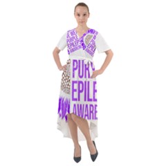 Epilepsy Awareness T- Shirt Epilepsy Awareness Sunflower In November We Wear Purple T- Shirt Front Wrap High Low Dress by ZUXUMI