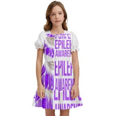 Epilepsy Awareness T- Shirt Epilepsy Awareness Sunflower In November We Wear Purple T- Shirt Kids  Puff Sleeved Dress by ZUXUMI