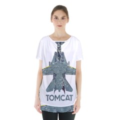 F14 Tomcat Fighter Jet T- Shirt F14 Tomcat Comic Drawing Quote T- Shirt (2) Skirt Hem Sports Top by ZUXUMI