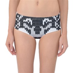 Fair Isle Wolf T- Shirt Fair Isle Knitting Grey Wolf    Spot Illustration    Black And White Wolf T- Mid-waist Bikini Bottoms by ZUXUMI