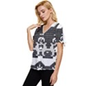 Fair Isle Wolf T- Shirt Fair Isle Knitting Grey Wolf    Spot Illustration    Black And White Wolf T- Bow Sleeve Button Up Top View2