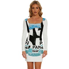 Panda Bear T-shirtcute Panda Bears T-shirt Long Sleeve Square Neck Bodycon Velvet Dress by EnriqueJohnson