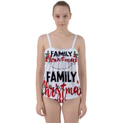 Family Christmas T- Shirt Family Christmas 2022 T- Shirt Twist Front Tankini Set by ZUXUMI