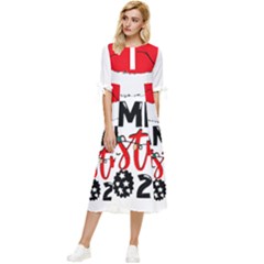 Family Christmas T- Shirt Family Christmas 2022 T- Shirt Bow Sleeve Chiffon Midi Dress by ZUXUMI