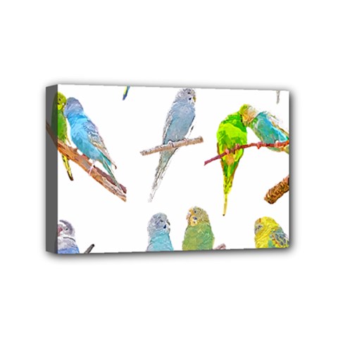 Parakeet T-shirtlots Of Colorful Parakeets - Cute Little Birds T-shirt Mini Canvas 6  x 4  (Stretched)