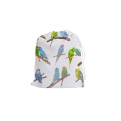 Parakeet T-shirtlots Of Colorful Parakeets - Cute Little Birds T-shirt Drawstring Pouch (Small)