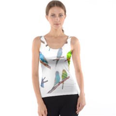 Parakeet T-shirtlots Of Colorful Parakeets - Cute Little Birds T-shirt Women s Basic Tank Top