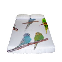 Parakeet T-shirtlots Of Colorful Parakeets - Cute Little Birds T-shirt Fitted Sheet (Full/ Double Size)