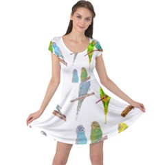 Parakeet T-shirtlots Of Colorful Parakeets - Cute Little Birds T-shirt Cap Sleeve Dress