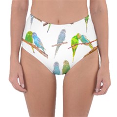 Parakeet T-shirtlots Of Colorful Parakeets - Cute Little Birds T-shirt Reversible High-Waist Bikini Bottoms