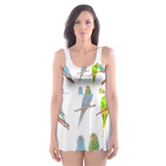 Parakeet T-shirtlots Of Colorful Parakeets - Cute Little Birds T-shirt Skater Dress Swimsuit